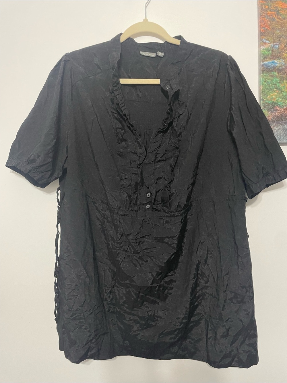 Apt.9 Black Ruffled V-Neck Tunic Top size 1X